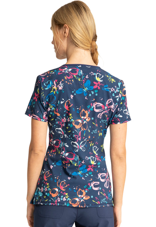 Round Neck Top in Flutter Floral CK609
