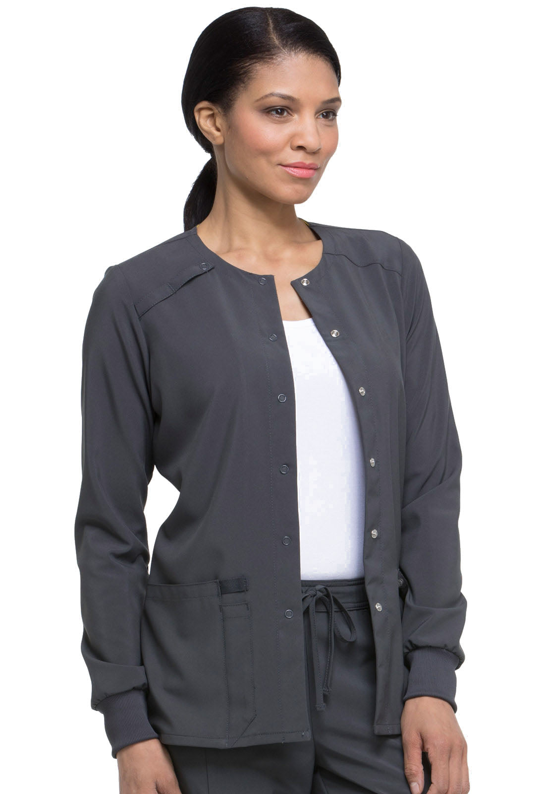 Snap Front Warm-up Jacket in Navy