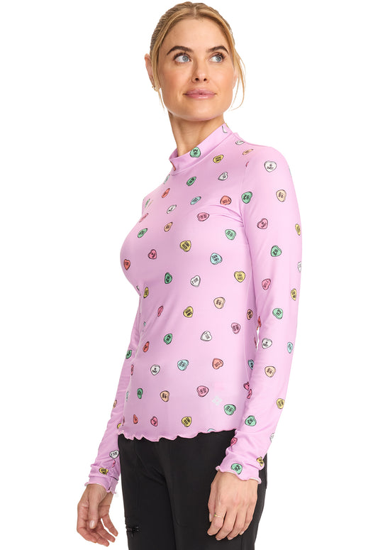 Med Couture Merrow Edge Mock Neck Underscrub in Sweet Talker MC709
