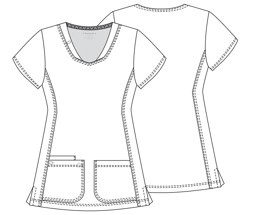 Shaped V-Neck Top in Berry Blast Heart 20710
