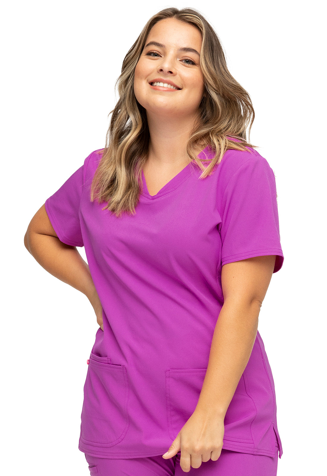FINAL SALE, Tops, Women Shaped V-Neck Top in Berry Blast Heart 20710
