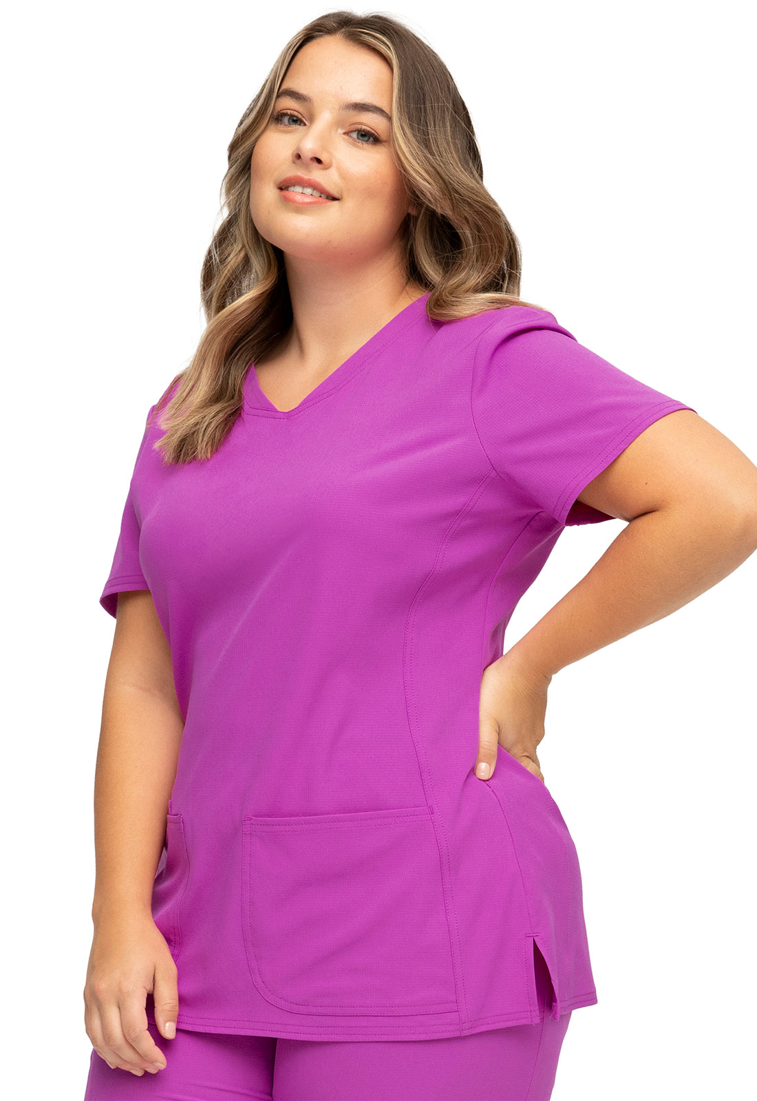 Shaped V-Neck Top in Berry Blast Heart 20710