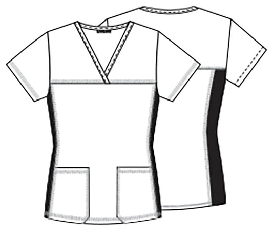 V-Neck Knit Panel Top Cherokee ALOB