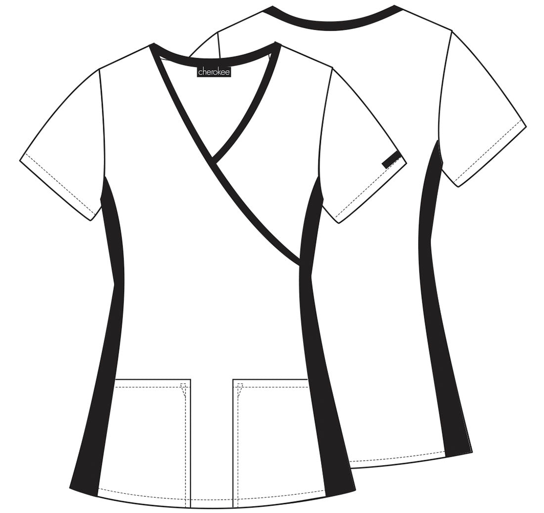 Blouse médicale à empiècements tricotés cache-cœur Cherokee