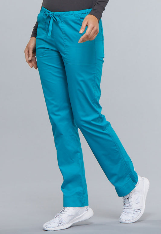 Mid Rise Slim Straight Drawstring Pant Petite