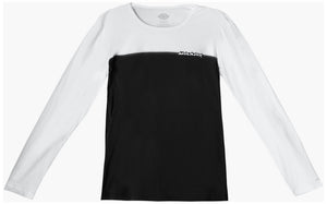 Long Sleeve Crew Neck Screen Printed Tee in Black/White Combo