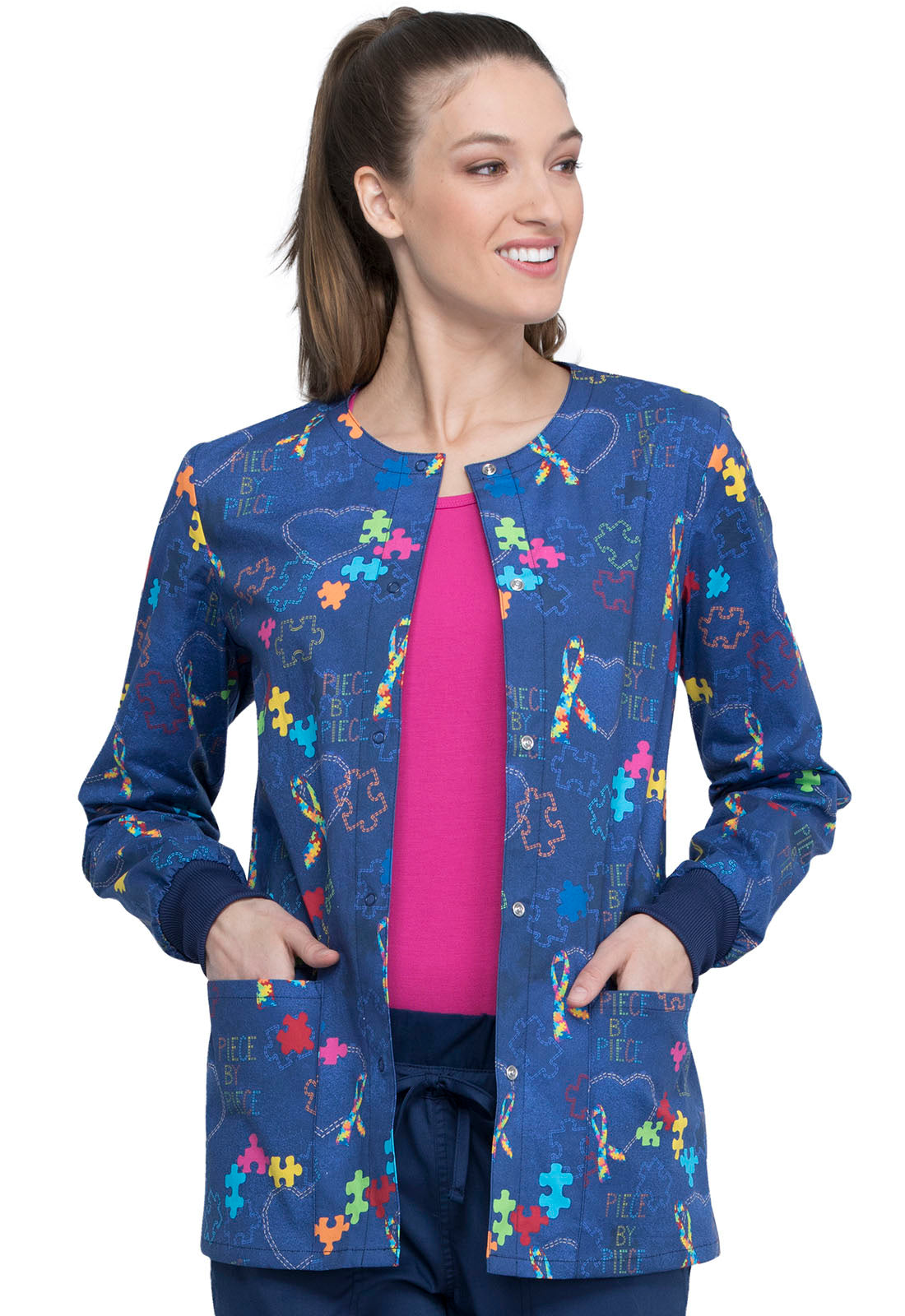 Snap Front Jacket in Bouquets Of Hope
