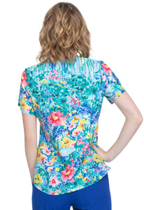 V-Neck Top in Hand Painted Posies
