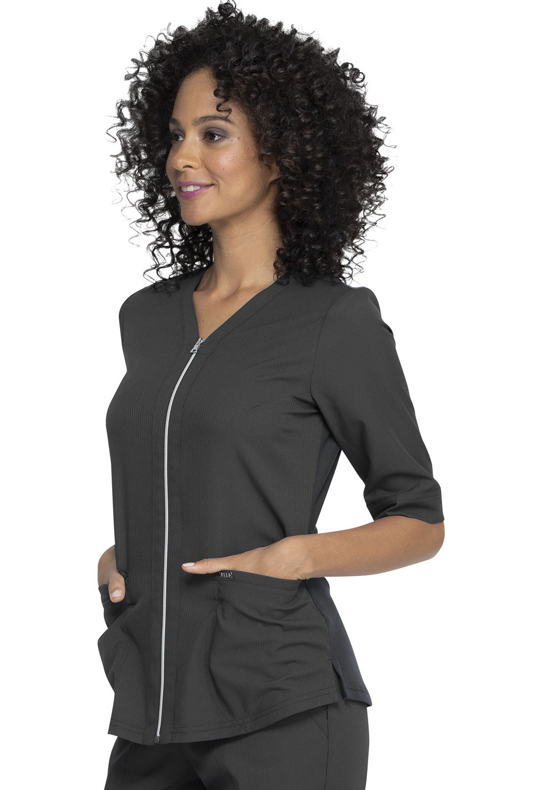 Zip Up Top in Pewter