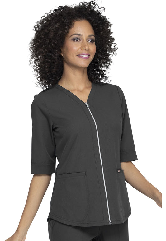 Zip Up Top in Pewter