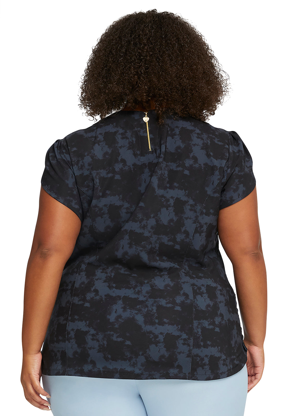 Women's Back Zipped Print Scrub Top