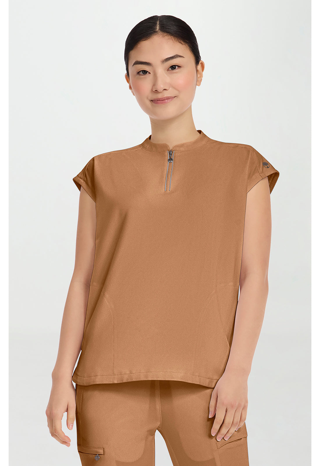 Healing Hands Mandarin Collar Boxy Scrub Top 2286