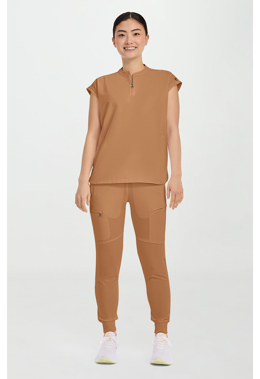 Healing Hands Sandy Scrub Top in Caramel Cafe