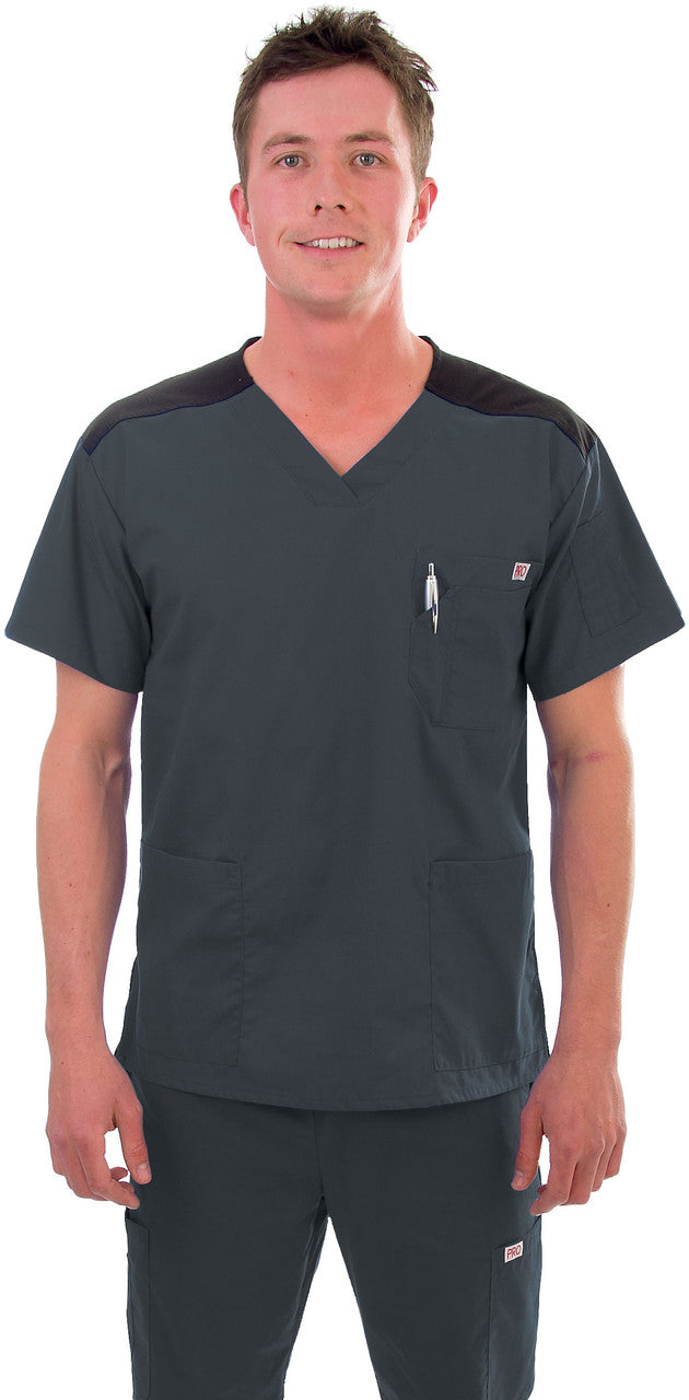540 Mens Two-Tone V-Neck Scrub Top