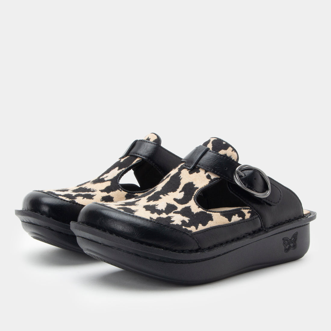 Alegria Black and White Clogs
