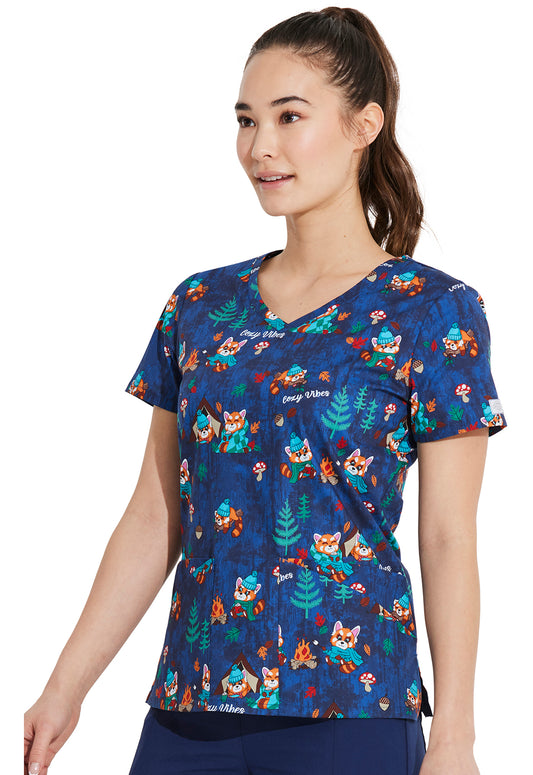 Medical, Tops, Women DK721  V-Neck Top in Cozy Vibes