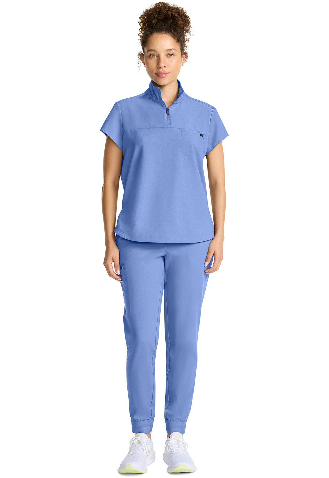 hh752 Women's Partial Zip Stand Collar Top