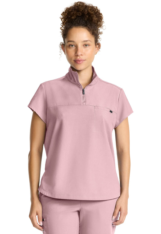 Women's Partial Zip Stand Collar Top
