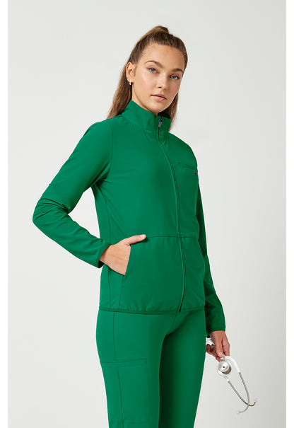 Infinity Women's 3-Pocket Warm-up Scrub Jacket in Green IN525A