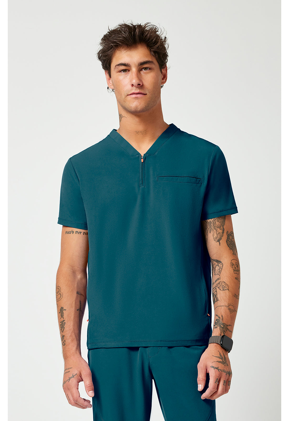 Infinity Men's Partial Zip V-Neck  Scrub Top