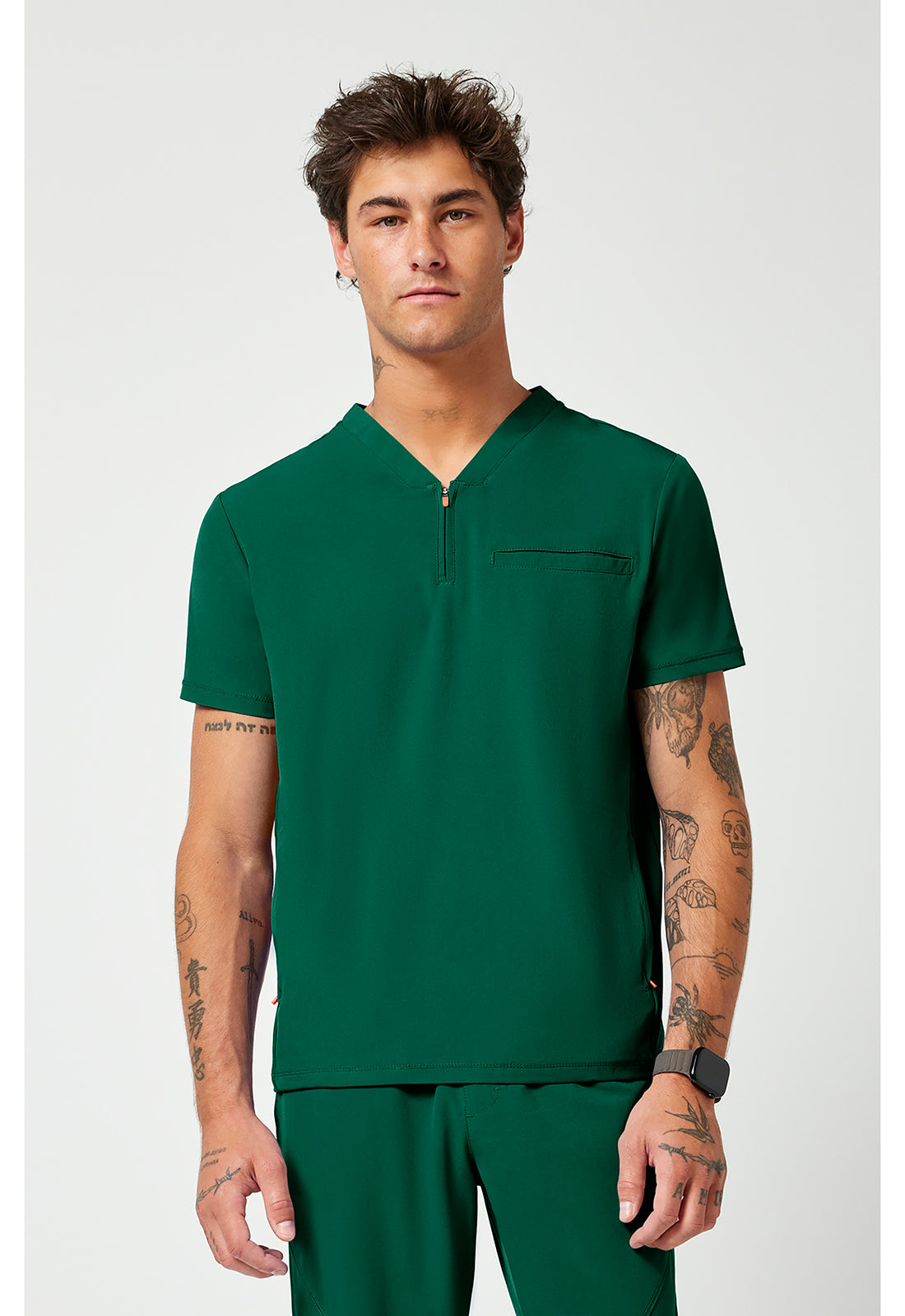 Infinity Men's Partial Zip V-Neck  Scrub Top