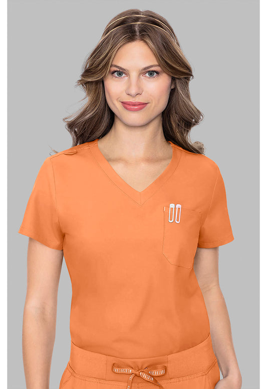 MC2432 Med Couture  One Pocket Tuck-In Scrub Top in Papa Don't Peach
