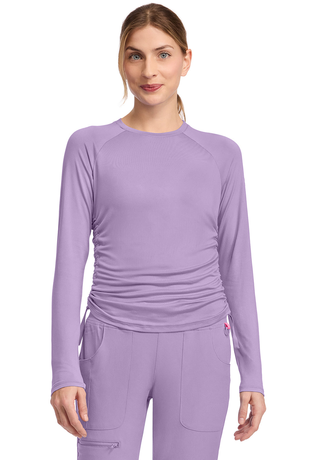 Long Sleeve Ruched Underscrub in Digital Lavender MC700