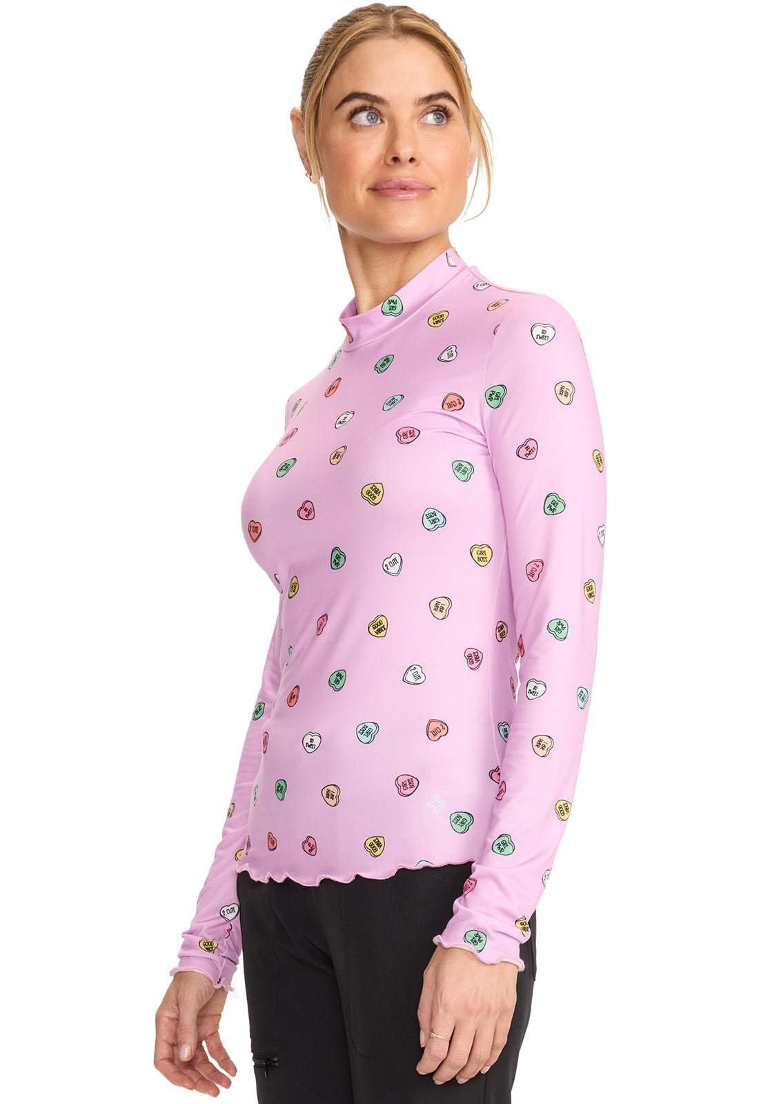 Med Couture Merrow Edge Mock Neck Underscrub in Sweet Talker MC709