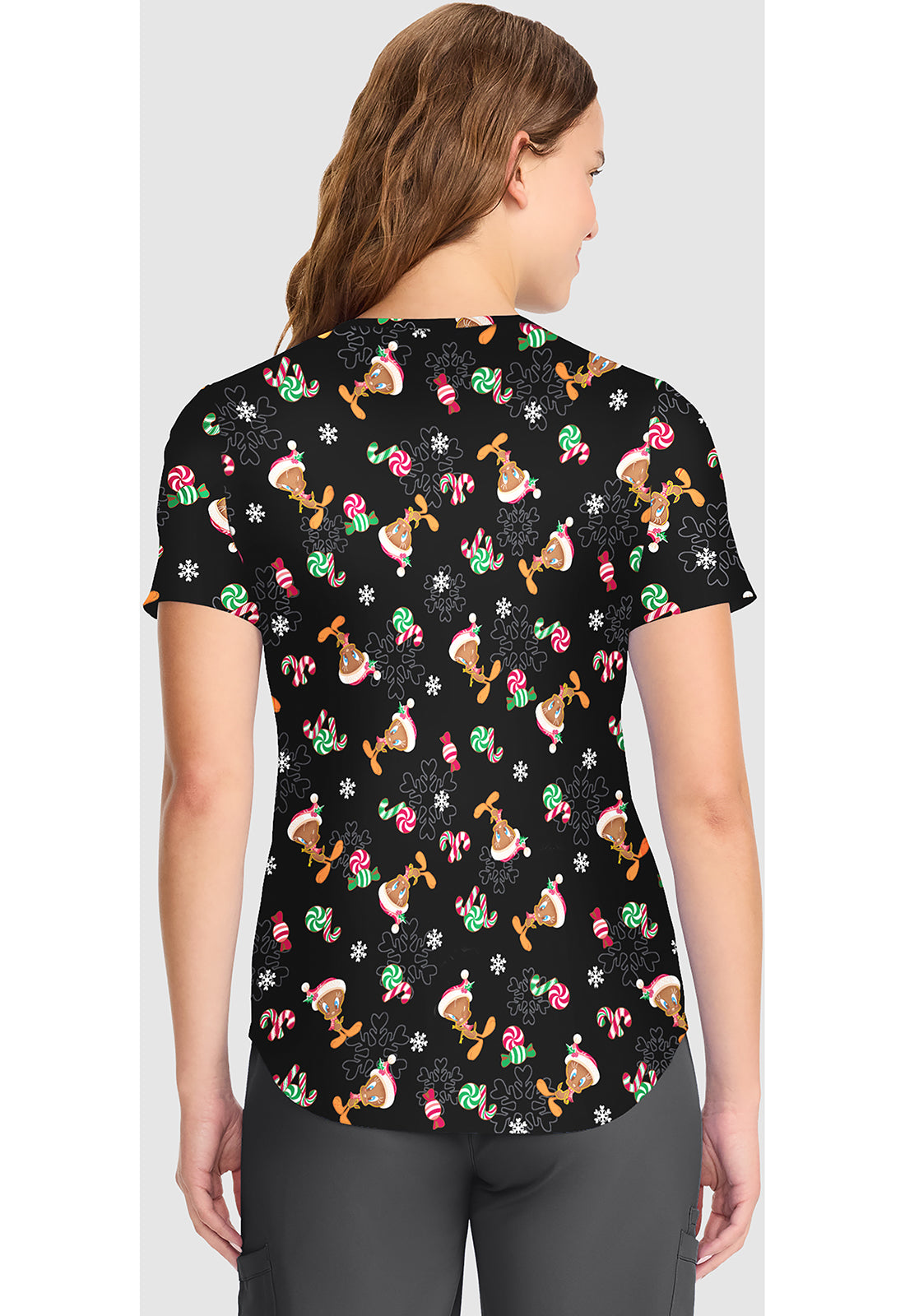 TF TOONIFORMS V-Neck Print Top in Ginger Tweet TF737