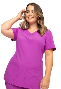 Shaped V-Neck Top in Berry Blast Heart 20710
