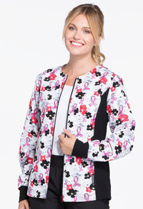Zip Front Knit Panel Warm-Up Jacket in Love On The Line