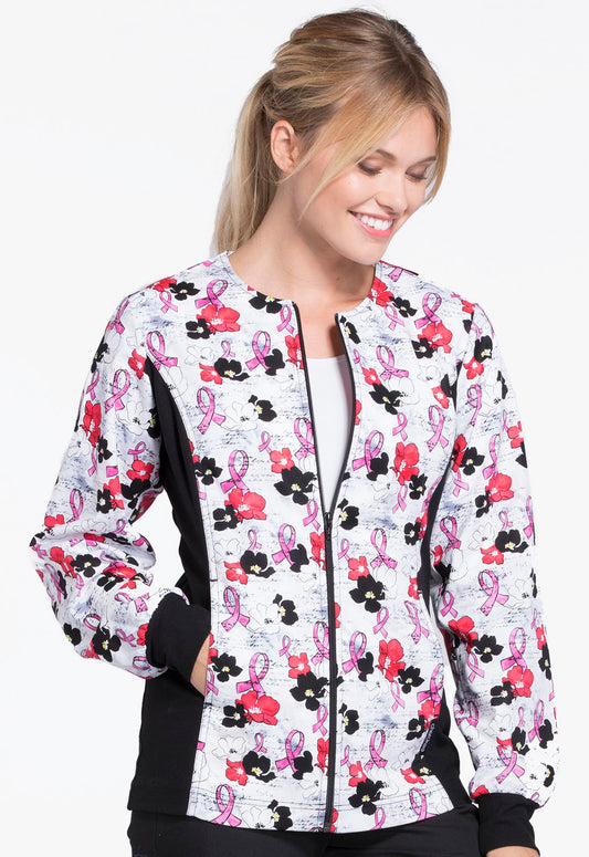 Zip Front Knit Panel Warm-Up Jacket in Love On The Line