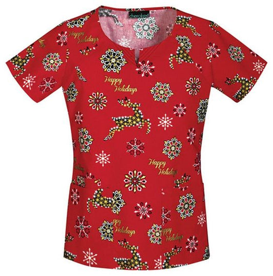 Medical, Tops, Women Round Neck Top Happy Holidays Deer