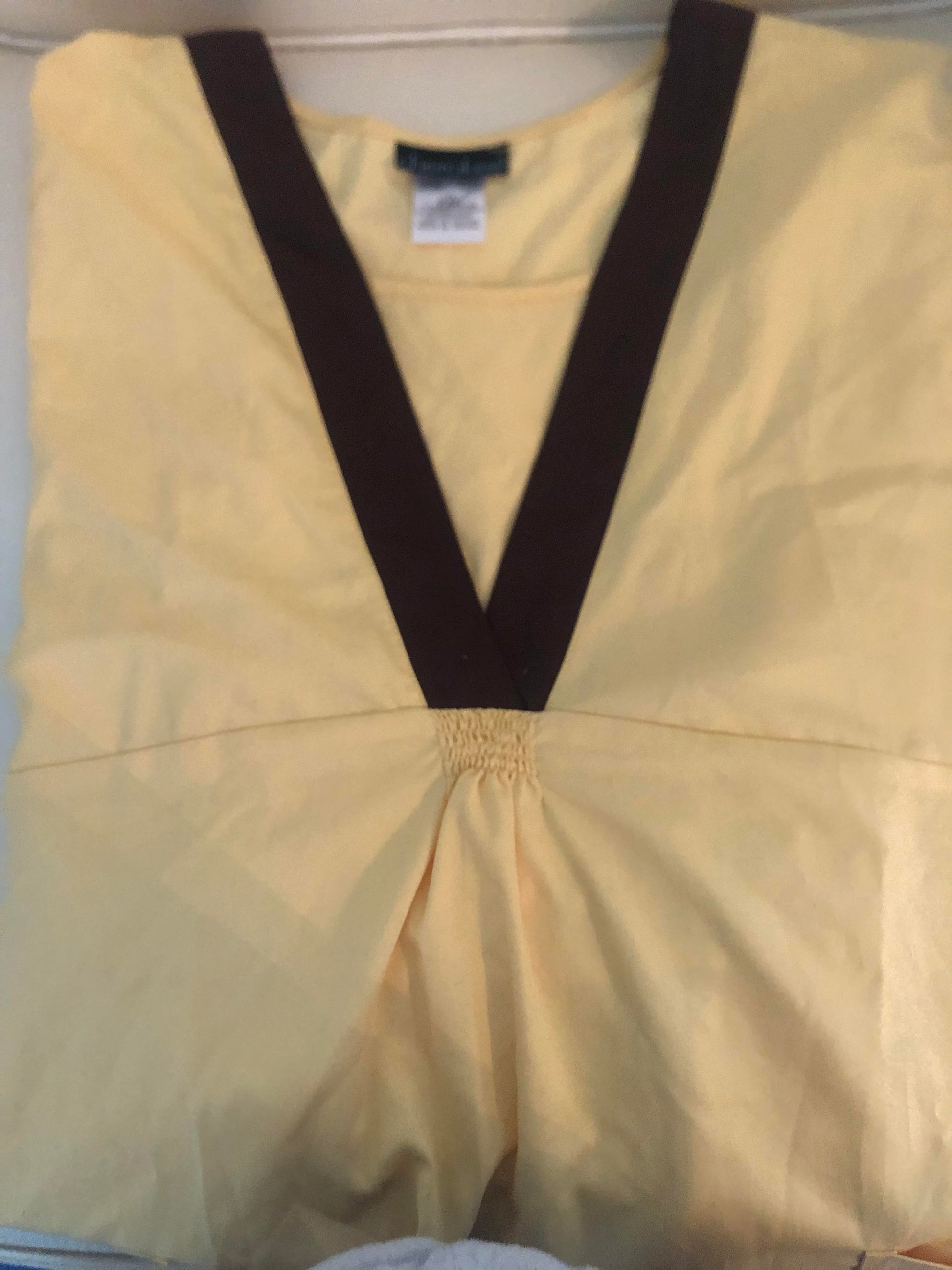 Medical, Tops, Women Contrast Neck Top in Maize  2799 MZPR