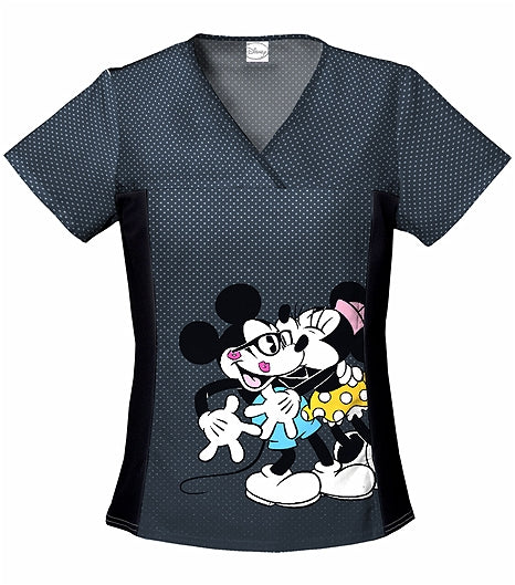 Medical, Tops, Women V-Neck Knit Panel Top in Mickey