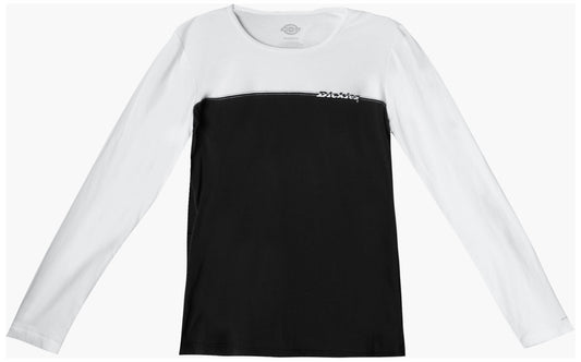 Medical, Underscrub, Women Long Sleeve Crew Neck Screen Printed Tee in Black/White Combo