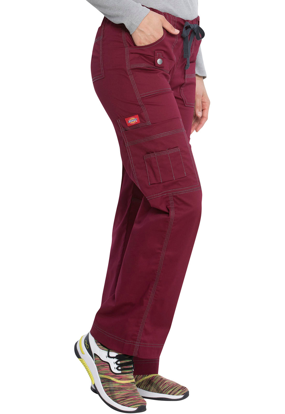 Women's Low Rise Drawstring Cargo Scrub Pant