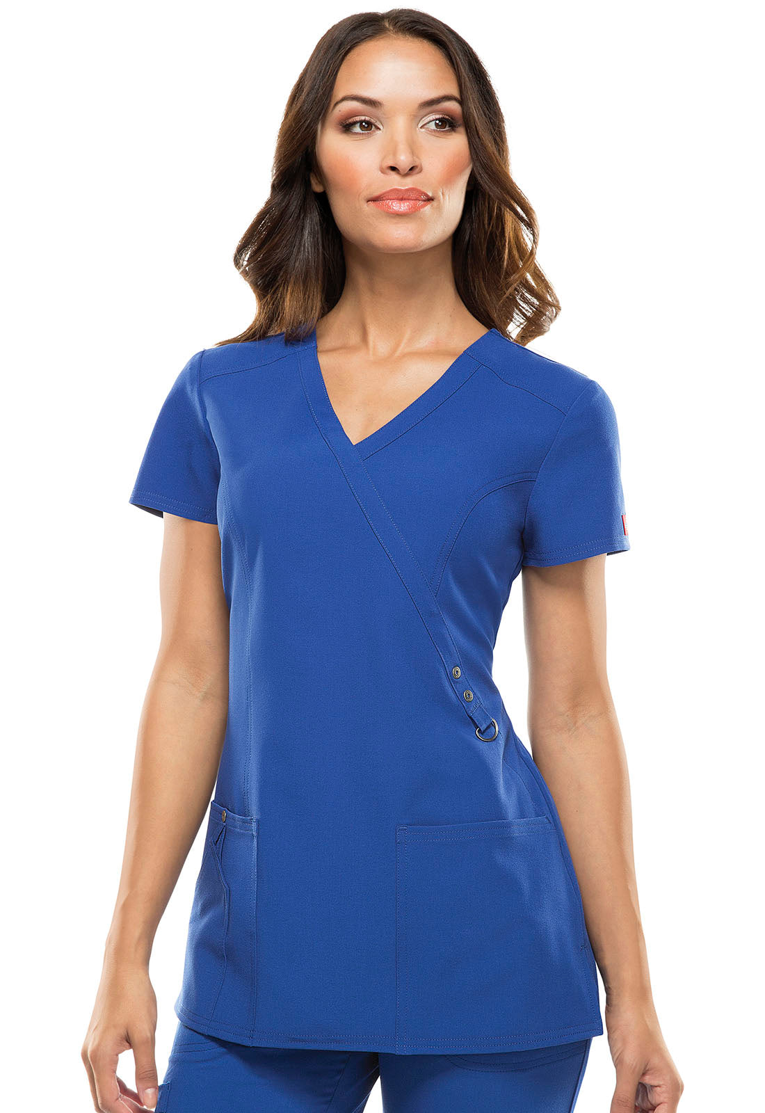 Medical, Tops, Women Mock Wrap Top in Galaxy Blue 85956