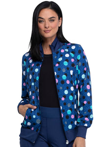 Zip Front Jacket in Poppin' Polka Dots Navy
