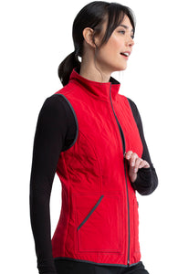 Reversible Quilted Vest in Heather Charcoal / Red Combo