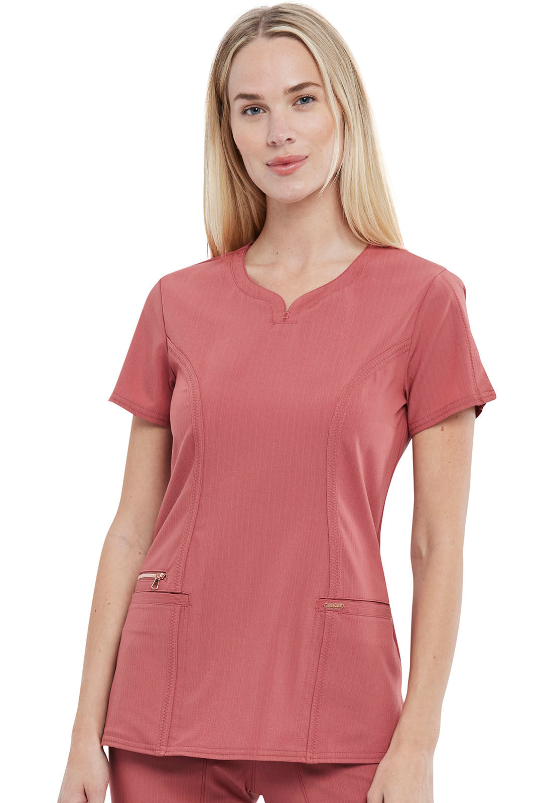 Medical, Tops, Women Ribbed V-Neck Top in Cedar CK695