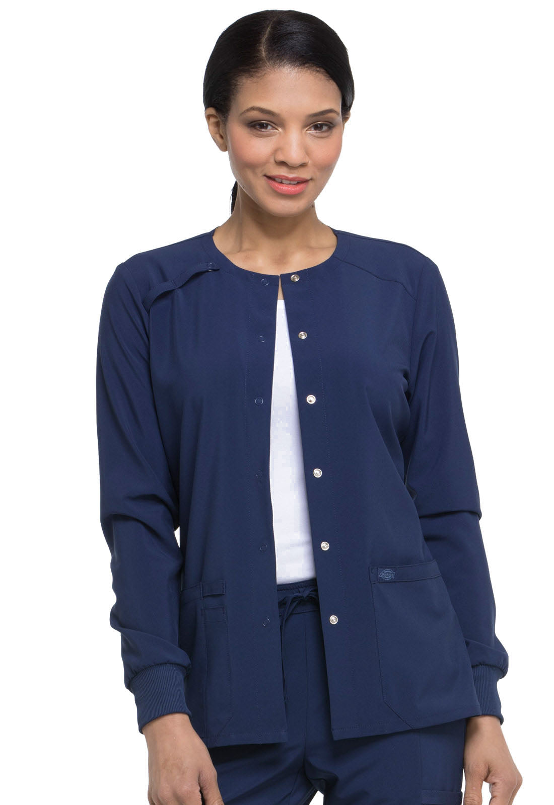 Snap Front Warm-up Jacket in Navy