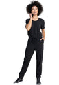 Jumper, Medical, Women Snap Front Jumper, Tapered Leg in Black