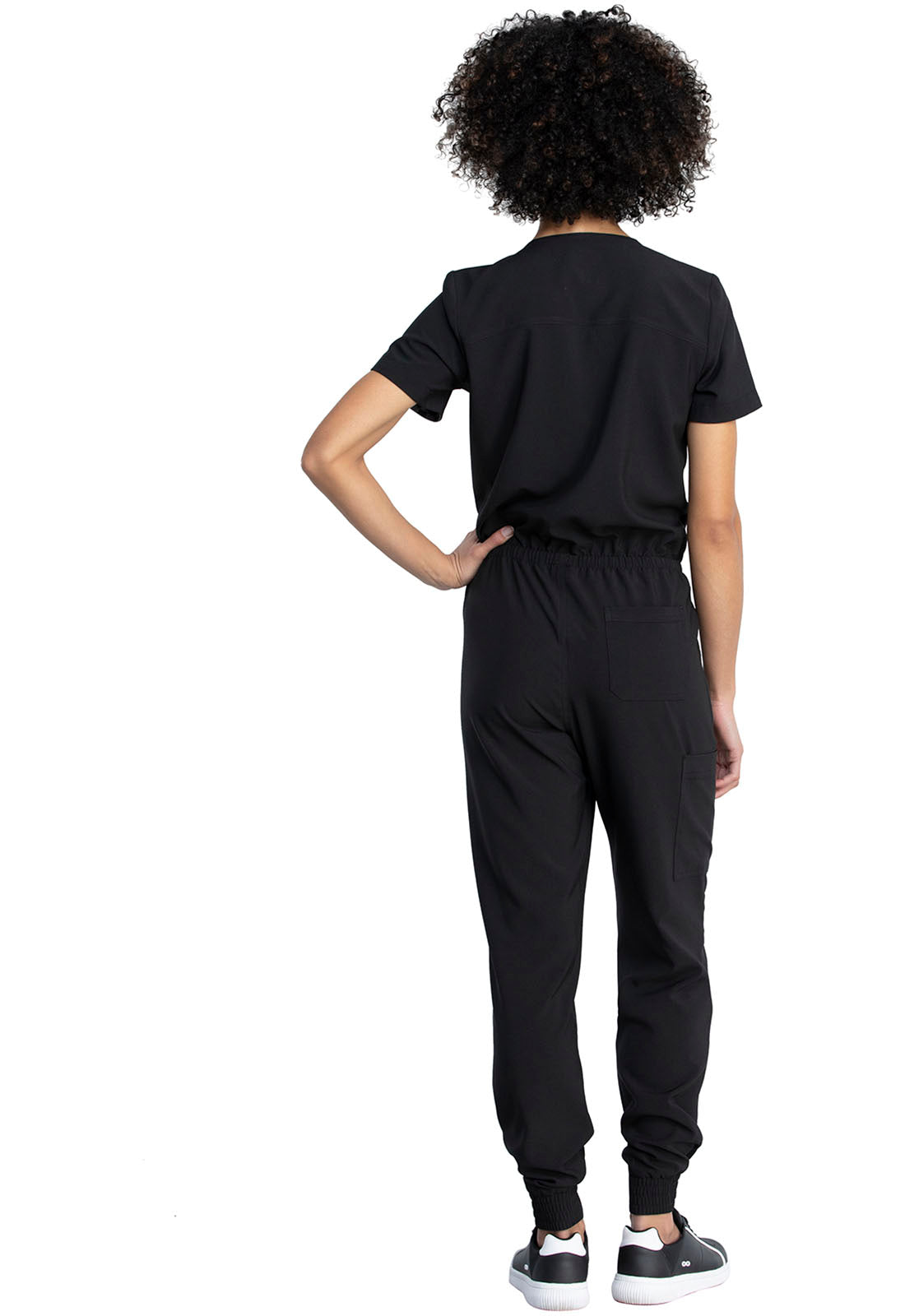 Snap Front Jumper, Tapered Leg in Black