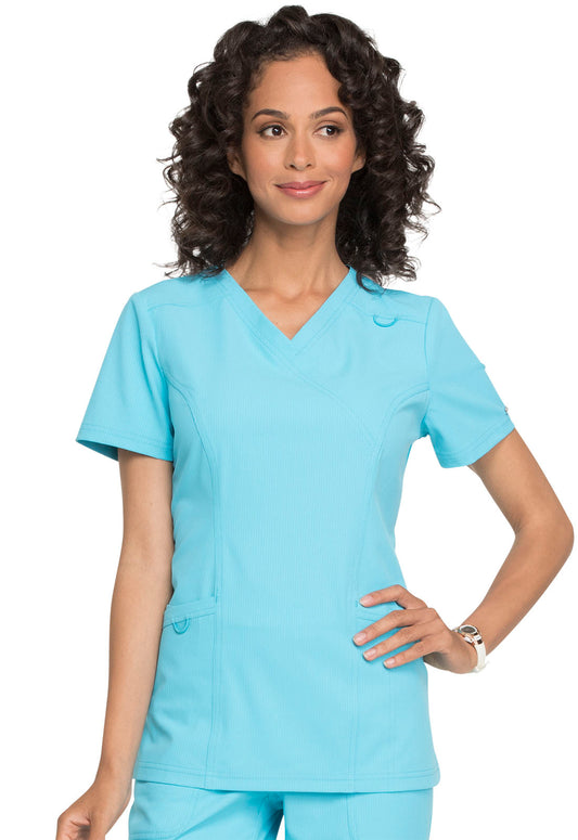 Medical, Tops, Women Mock Wrap Top in Turquoise EL620