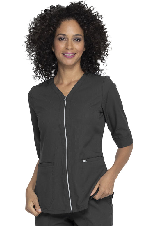 Medical, Tops, Women Zip Up Top in Pewter