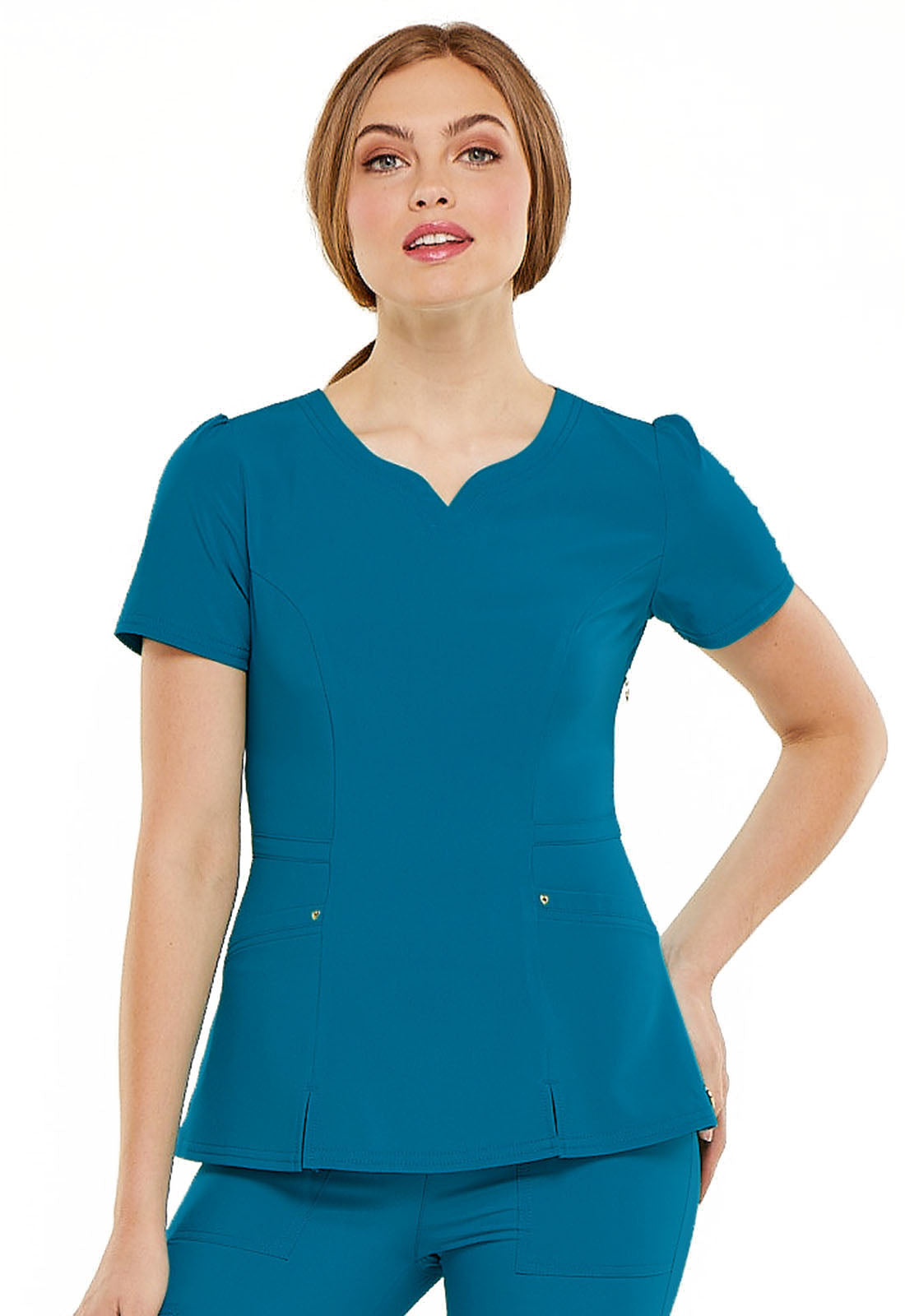 FINAL SALE, Medical, Tops, Women V-Neck Top in Caribbean Blue HS670