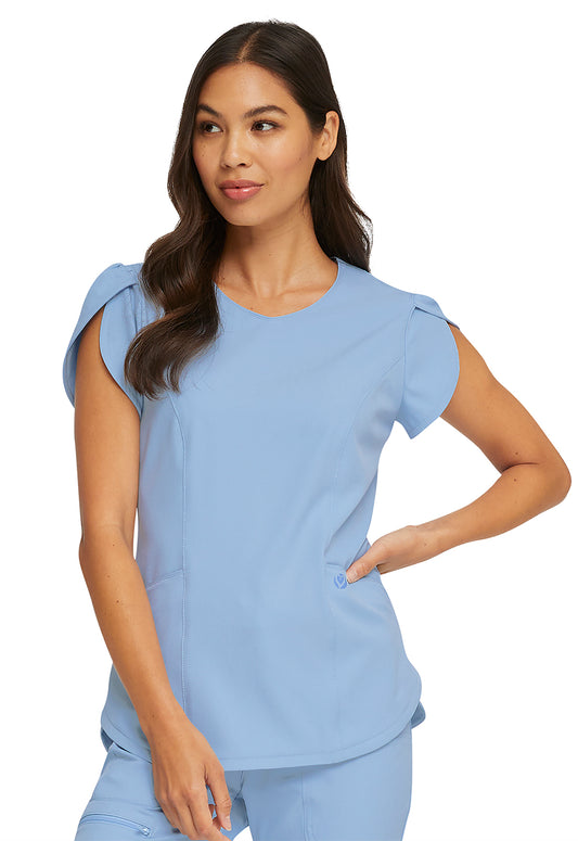 Medical, Tops, Women V-Neck Top in Enchanted Blue HS747